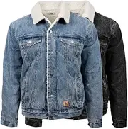 [BAD WORKWEAR] Men's Denim Sherpa Jacket - Classic 60’s Design with Modern Twist | Durable Fabric | Chest and Hand Pockets | Ideal for Cold Weather, Outdoor Work, or Casual Wear