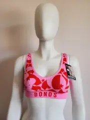 Bonds Ladies WQWET L4F Star Gazer Retro Rib Deep V Crop Top Bralette Size 16 New