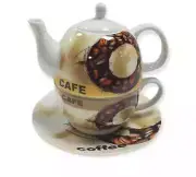 Tea or Coffee Pot With Cup and Saucer