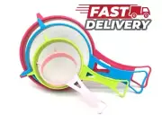 4PC Multi Purpose Plastic Strainers Sieve Mesh Colander Set Flour Sifter Kitchen