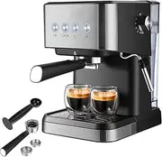 15 Bar Espresso Machine 1050W All-In-One Semi-Automatic Coffee Machine with Milk Frother Steam Wand/1.5L Water Tank/Coffee Portafilter/Portafilter Basket/Tamper Spoon for Cappuccino/Latte AU Plug
