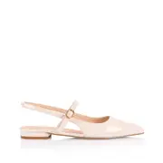 Hiatus Sling Back Flats - Bone White Patent
