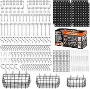 HORUSDY 127-Piece Pegboard Hooks Set, Peg Board Hooks Assortment with 3 Pegboard Baskets Organizing,4 Small Pegboard for Organizing Various Tools