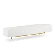 TV Cabinet MDF Glossy Storage Drawers Metal Base Entertainment Unit