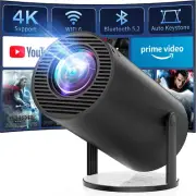 Portable 4K Mini Projector with Wifi and Bluetooth - 【Built-In Apps & Auto Keyst
