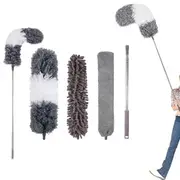 4pcs Microfiber Dusters Bendable Extendable Feather Duster with Extension Pole for Cleaning Ceiling Fan Furniture