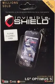 NEW ZAGG LG OPTIMUS S invisibleSHIELD Military Grade Screen Protector
