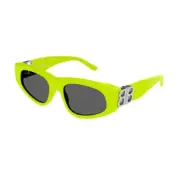 Balenciaga Dynasty BB0095S 007 Yellow Silver Grey Unisex Sunglasses Authentic
