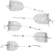 Gatuida Stainless Steel Bait Cage Fishing Bait Cages Fishing Bait Trap Cage Feeder Bait Bait Baskets Bait Cage Fishing Lure Bait Fishing Feeder Cage Fish Basket Red