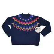 Member's Mark Girl's Favorite Sweater 4/5 Navy Blue With Colorful Sequin Accents