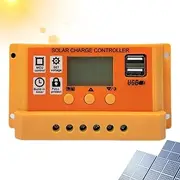 Charge Controllers for Solar Panels,30A PWM Solar Charge Controller with Double USB Port - Multiple Load Control Modes Panel Battery Intelligent Regulator 12V 24V for mobiles