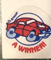 VTG 80s Matte TREND Scratch & Sniff NEW CAR Scent Stinky Sticker, A WiNNER, TM