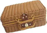 SOLUSTRE 1Pc Retro Style Picnic Basket Practical Storage Container for Camping Sundries Box Elegant Teabrown Design for Organizing Fruits and Snacks