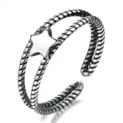 3PCS Silver plating Ring Hollow Five-pointed Star Woman Fashion Jewelry Opening Adjustable Ring