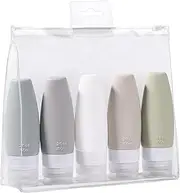 5Pcs Silicone Travel Bottles for Toiletries 60ml，Refillable Squeeze Bottles Leak Proof Travel Containers