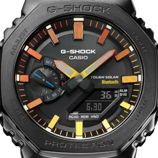 【CASIO 卡西歐】G-SHOCK 彩虹 絢麗色彩 八角金屬雙顯錶(GM-B2100BPC-1A)