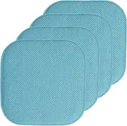 [Sweet Home Collection] Chair Cushion Memory Foam Pads Honeycomb Pattern Slip Non Skid Rubber Back Rounded Square 16" x 16" Seat Cover, 4 Pack, Teal