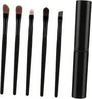 DRESSOOS 5PCS Portable Eye Makeup Blending Brush Set Case Black Essential Eye Makeup Tools
