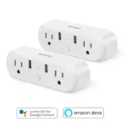 XODO WiFi Smart Plug Power Switch, 2 Outlet 2 USB Alexa Echo Smart Home 2-Pack