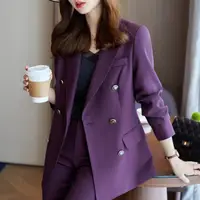 在飛比找momo購物網優惠-【Very Buy 非常勸敗】紫色西裝外套女氣質女神範OL套