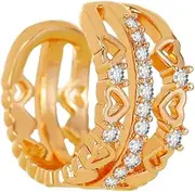 [SAFIGLE] 3-layer Heart Shape Ear Clip Simple Micro-set Cubic Zirconia C-shaped Clip Earring No Piercing for Women