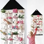 2021 Christmas Advent Calendar, Fabric Christmas Advent Calendars to Fill,Advent Hanging Calendar Christmas 2021 Countdown Cloth with 24 Pockets for Xmas Decorations