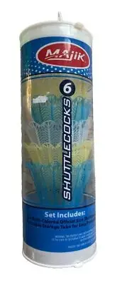 Majik Badminton shuttlecocks 6-pack Nib Blue Yellow
