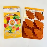 NEW Fall Autumn Leaves Metal Cookie Cutters & Silicone Leaf Treat Molds Forms