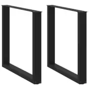 U Shaped Coffee Table Legs Black 80x72 73 cm Adjustable Steel Modern Desig 13188