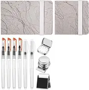 Xuegier 11 Pcs Mini Portable Watercolor Palette Set,12 Grids Watercolor Palette Watercolor Paper Pad, Sketch Book, Brush Pens