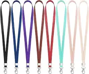 Teskyer 8 Pack Lanyards for ID Badge Holders, Swivel J-Hook Lanyard for Name Card Holder Keychains