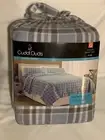 CUDDL DUDS QUEEN SHEET SET BLUE PLAID MICROFLEECE POLY FLAT FITTED 2 PILLOW CASE