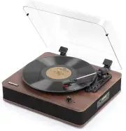 Record Player, Bluetooth Input & Output Turntable with Built-in Speakers