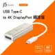 j5create USB Type- C(公) 轉 4K DP(母) 轉接器-JCA140