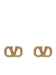 Valentino Garavani Vlogo Signature Earrings in Metal and Swarovski Crystals