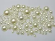 500 Ivory Acrylic Round Half Pearl Assorted Size 4mm-12mm FlatBacks Craft
