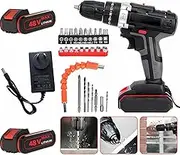 48VF/88VF Electric Cordless Precussion Drill Heavy Duty Impact Driver Brushless Hammer With Box 2 Battery 1 Set Drill Heads (48VF With Paper Box)