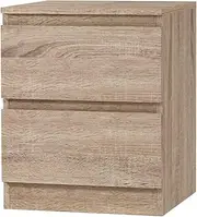 Artiss Bedside Table with 2 Drawers, Oak Wood Board Side Tables Storage Small Narrow Desk Chest of Drawer, Lamp Stand Nightstand Cabinet, Bedroom Living Room Home Furniture