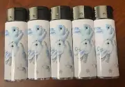 Winter Snow Bunnies Lighters Set of 5 Electronic Refillable Butane