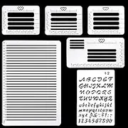 6 Pack Straight Line Stencil 11 Inch Scale Soft Clear Plastic Measuring Ruler 0.9cm Spacing Line，Journaling and Envelope Addressing Guide Stencil Templates Set for Journaling, Painting