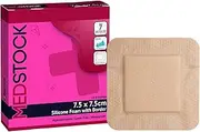 MEDSTOCK Silicone Foam Dressing with Border, 7.5CM X 7.5CM, 10 Count, Wound Care, Super Absorbent, Atraumatic Removal, Five Layers, Waterproof, Seals Wound Edges, No Adhesion Loss