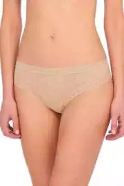 Natori ESCAPE 771266 Cafe Beige Stretch Nylon Lace Thong - XL