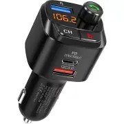 USB-C Bluetooth FM Transmitter for car, BT 5.3 Car Charger PD20W+QC3.0 7 Colo...