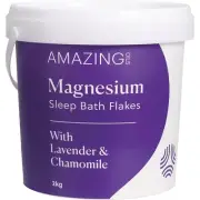 NEW Amazing Oils Magnesium Sleep Bath Flakes with Lavender & Chamomile 2KG