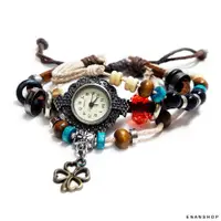 在飛比找松果購物優惠-兩用串珠手鍊錶 串珠手鍊 民族風造型手錶 歐美流行 手錶 手