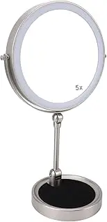 Ejoyous 9 Inch Make-Up Mirror with Lighting, Cosmetic Mirror with Lighting 5X / 1x Double-Sided Magnifying Mirror Rechargeable Touch Control Foldable