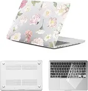 [HLAAJJX] for MacBook Air M4 M3 M2 15 inch Case 2025 2024 2023 A2941 A3114 A3241 Retina/Touch ID,Hard Shell Laptop Cover Protector & Keyboard Cover for MacBook Air 15",Pink White Flower