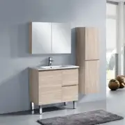 RC-366 600-1500mm White Oak Timber Wood Grain Freestanding Vanity w Ceramic Top