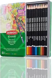 Derwent Academy Colouring Pencils, Set of 12 in Tin Box, Blendable Multicolour Artist’s Pencils, Ideal for Colouring, Drawing & Illustration, Premium Hobbyist Quality, 2301937
