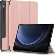 [Kepuch] Custer Case for Samsung Galaxy Tab S9 FE 11" SM-X510 SM-X516B,Ultra-Thin PU-Leather Hard Shell Cover - Rose Gold